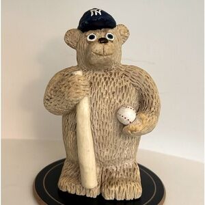 Yankees Baseball Bear Sculpture Statue Ball and Bat Bear Heavy Paper Weight